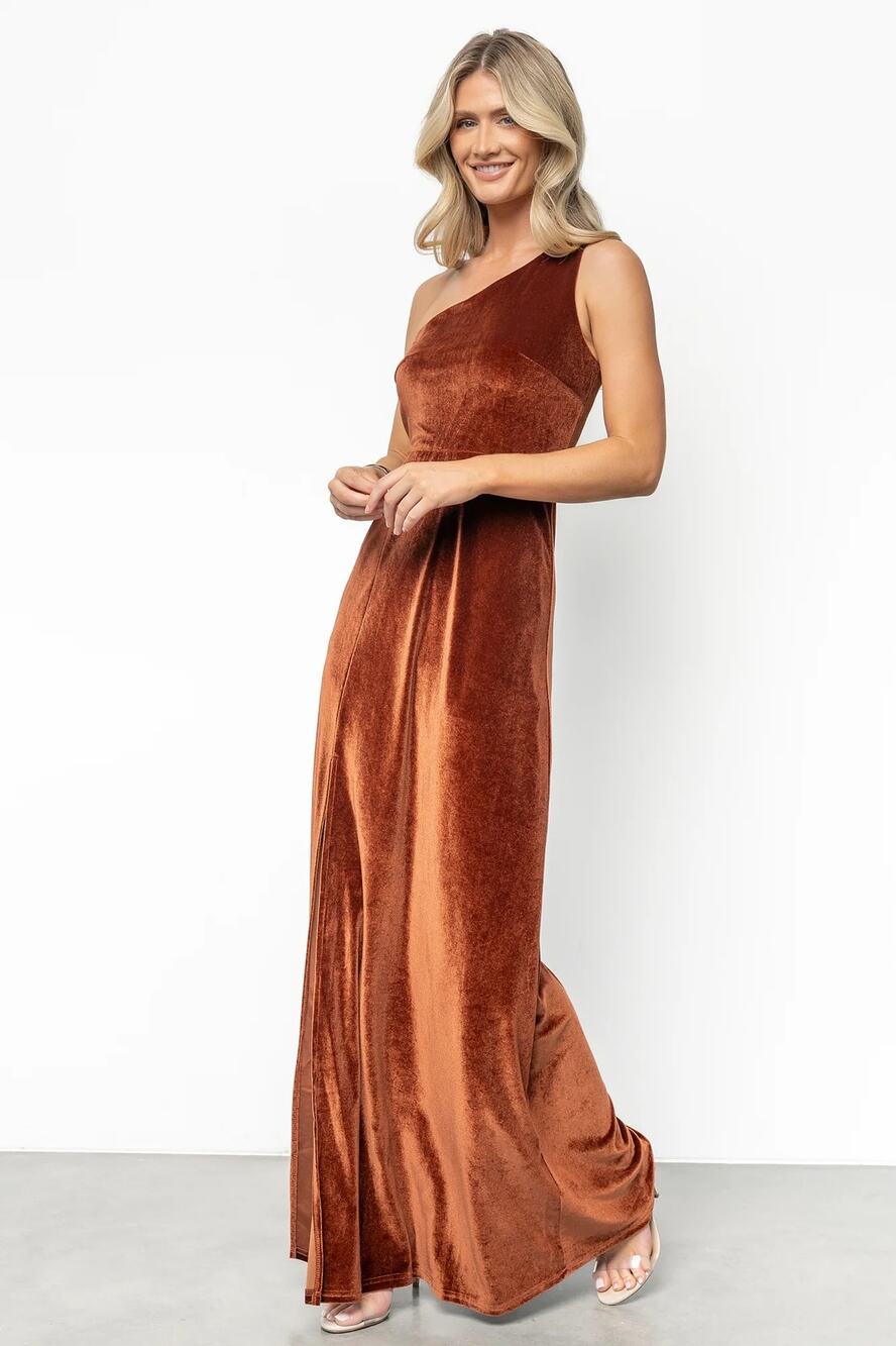 Baltic Born Dress Women’s Size Medium *Altered Tatiana Velvet One Shoulder Maxi